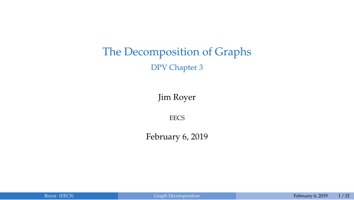 the decomposition of graphs