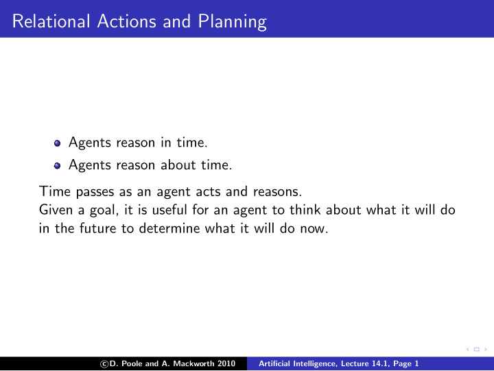 relational actions and planning