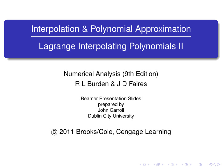 interpolation polynomial approximation lagrange