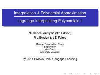 Interpolation &amp; Polynomial Approximation  Lagrange Interpolating Polynomials II  Numerical