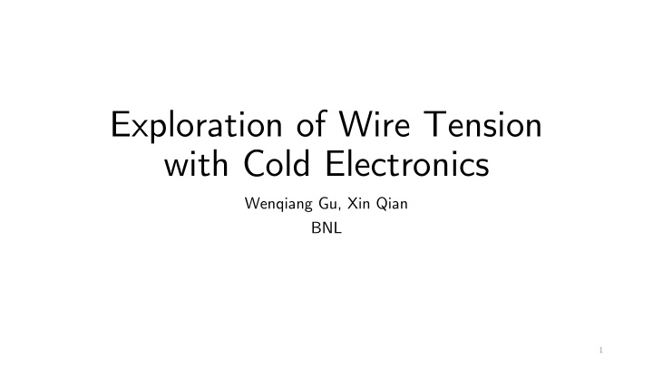 with cold electronics