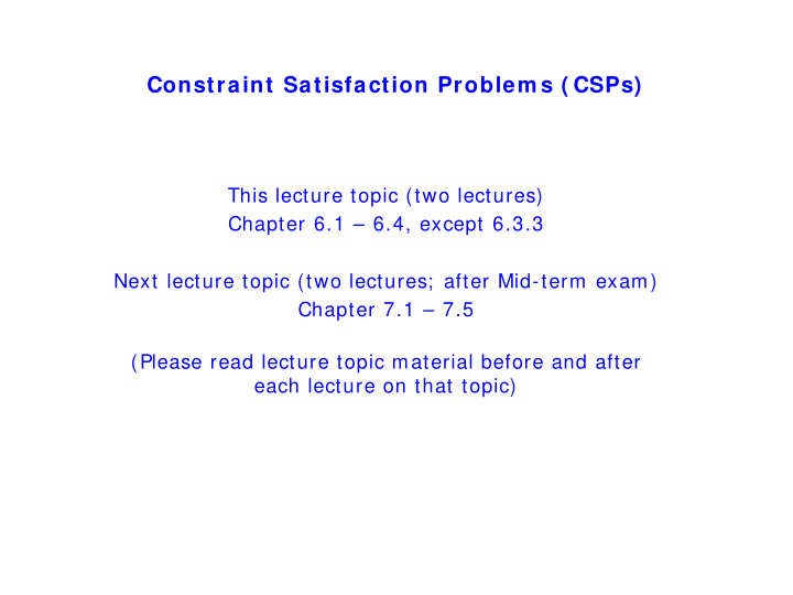 constraint satisfaction problem s csps