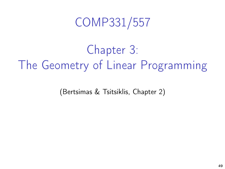 comp331 557 chapter 3 the geometry of linear programming
