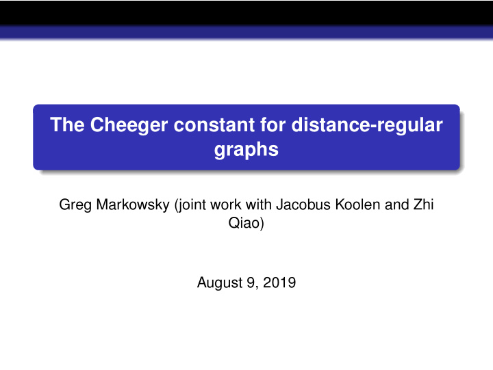 the cheeger constant for distance regular graphs