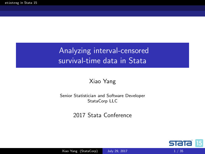 analyzing interval censored survival time data in stata