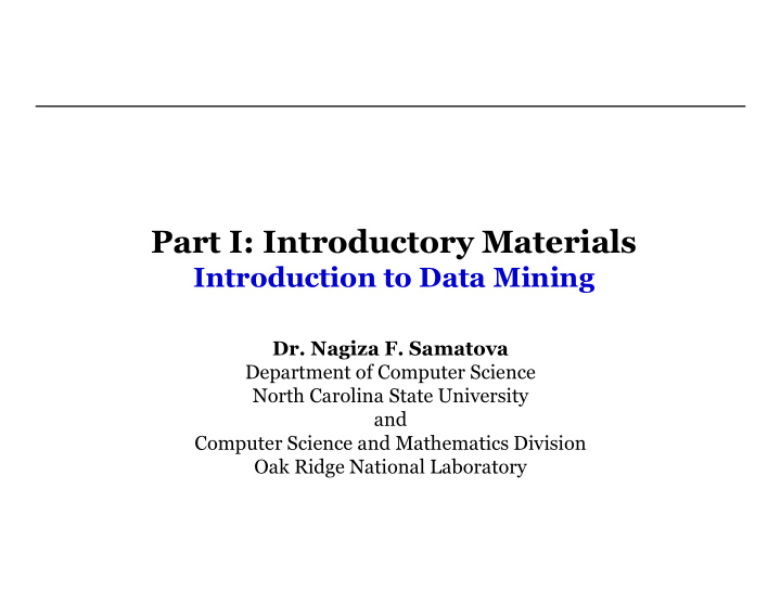 part i introductory materials