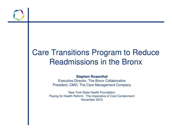 care transitions program to reduce readmissions in the