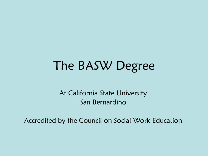 the basw degree