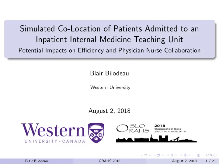 simulated co location of patients admitted to an