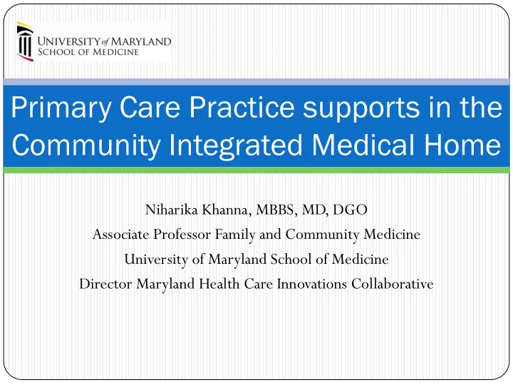 primary care practice supports in the