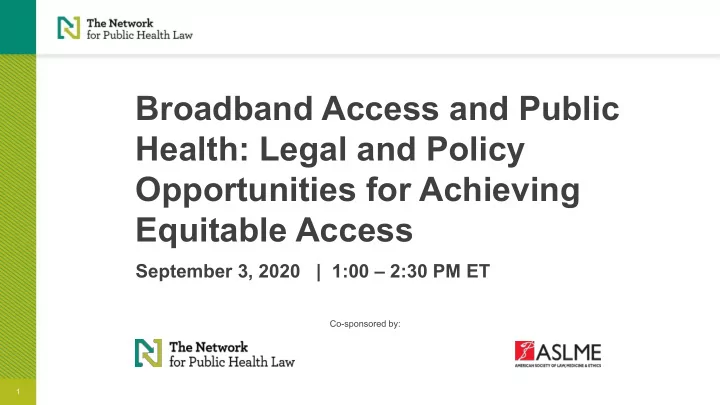 broadband access and public health legal and policy