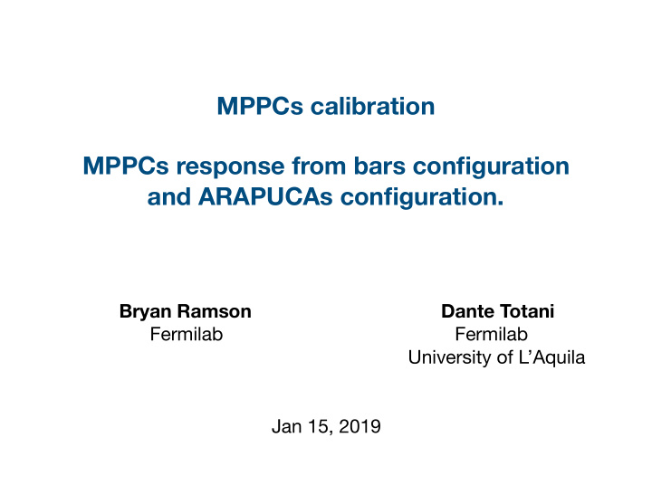 mppcs calibration mppcs response from bars configuration