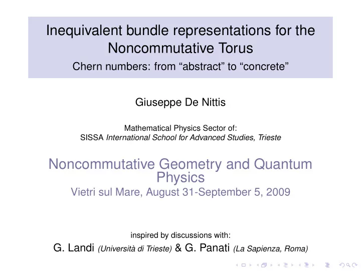 inequivalent bundle representations for the