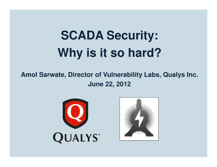 scada security why is it so hard