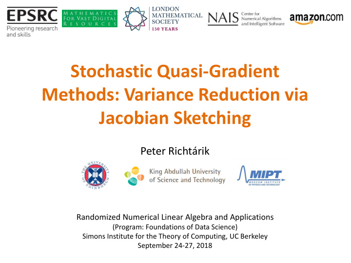 stochastic quasi gradient methods variance reduction via