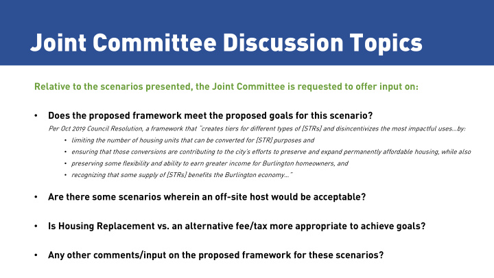 joint committee discussion topics