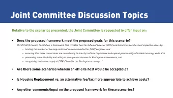 Joint Committee Discussion Topics    limiting the number of housing units that can be