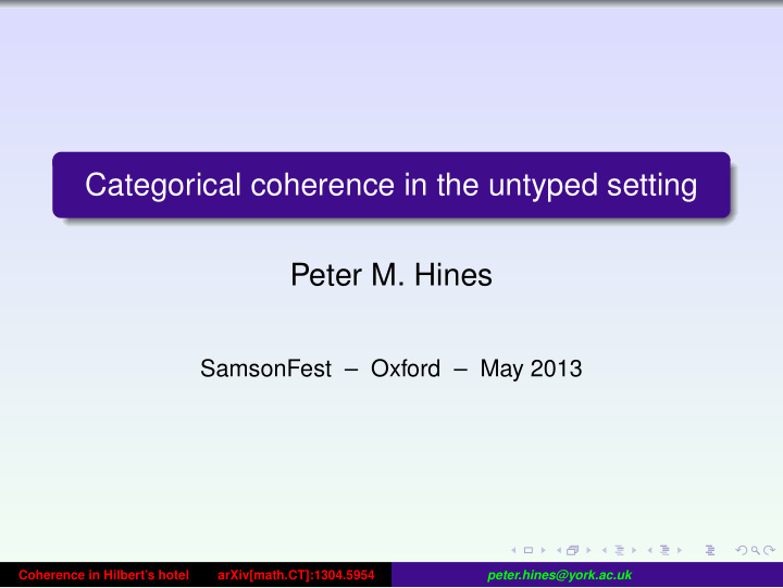 categorical coherence in the untyped setting peter m hines
