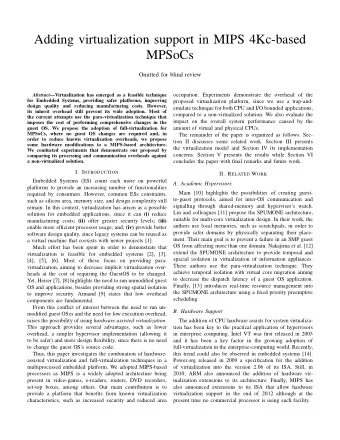 Adding virtualization support in MIPS 4Kc-based  MPSoCs  Omitted for blind review  occupation.