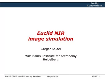 Euclid NIR  image simulation  Gregor Seidel  Max Planck Institute for Astronomy  Heidelberg  EUCLID