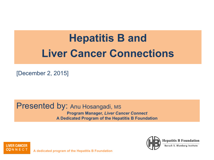 hepatitis b and liver cancer connections
