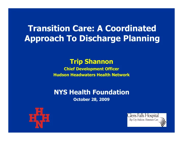 transition care a coordinated approach to discharge