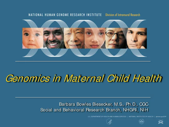 genomics in maternal child health