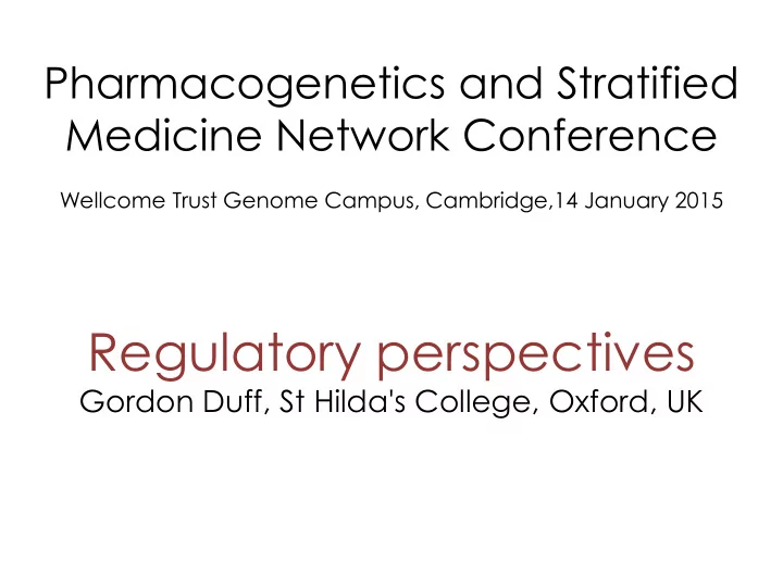 regulatory perspectives gordon duff st hilda s college