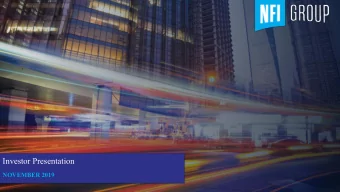 Investor Presentation  NOVEMBER 2019  WHO IS NFI?  Part Fabrication  Bus Design and Manufacture