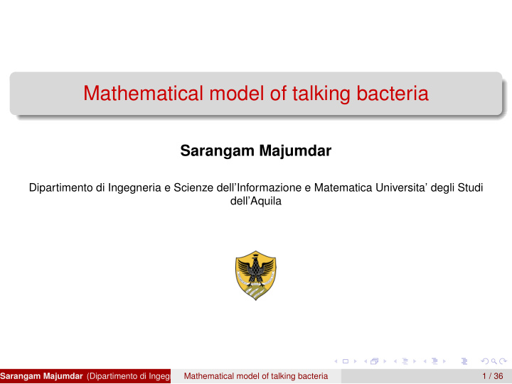 mathematical model of talking bacteria