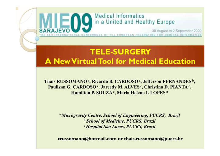 tele surgery a new virtual t ool for medical education