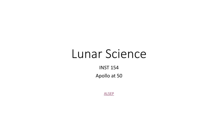 lunar science