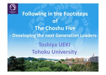 Following in the Footsteps of The Choshu Five  Developing the next Generation Leaders