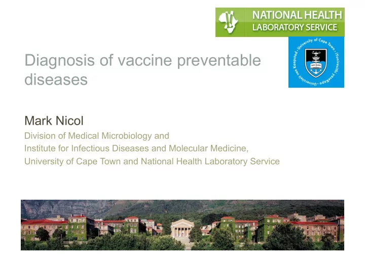diagnosis of vaccine preventable diseases