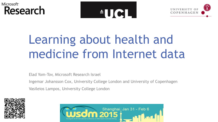 learning about health and medicine from internet data