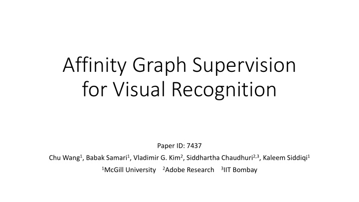 affinity graph supervision for visual recognition
