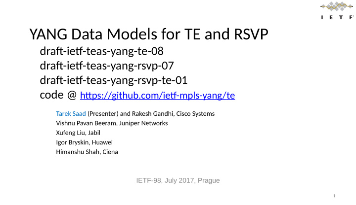 yang data models for te and rsvp
