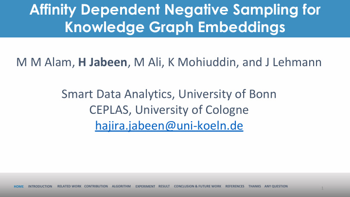 affinity dependent negative sampling for knowledge graph