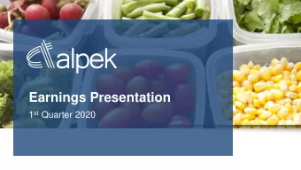 Earnings Presentation 1 st Quarter 2020  Disclaimer This presentation contains, or may be deemed to