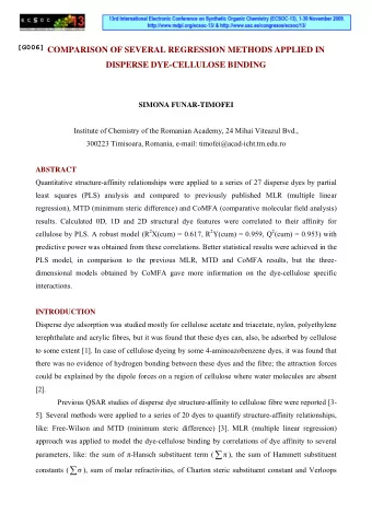 Sterimol parameters [4]. A satisfactory MLR (multiple linear regression) equation was obtained (r