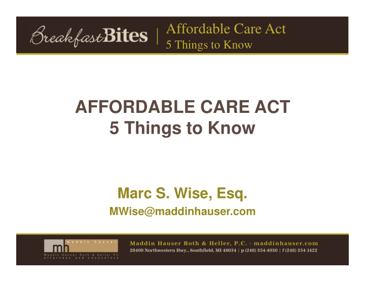 affordable care act 5 things to know