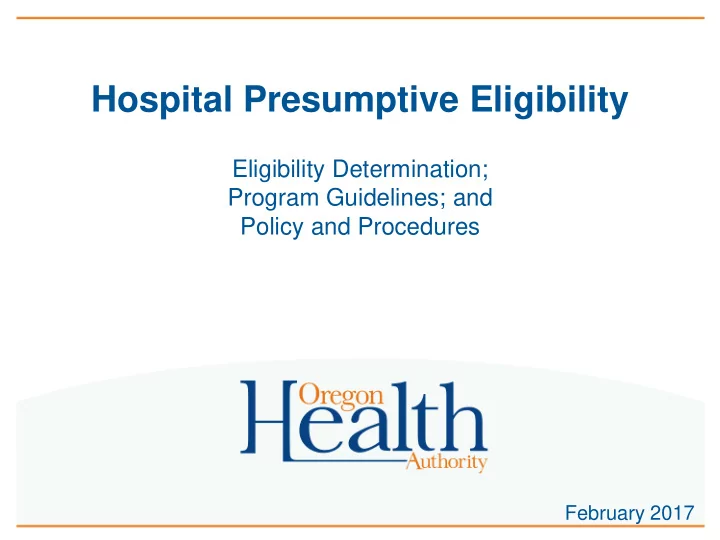 hospital presumptive eligibility