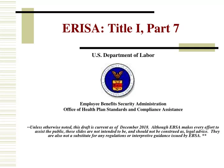 erisa title i part 7