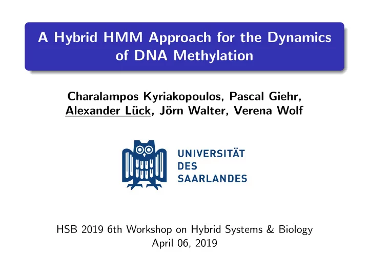 a hybrid hmm approach for the dynamics of dna methylation