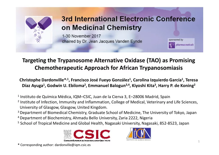 targeting the trypanosome alternative oxidase tao as