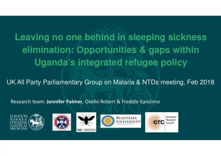 leaving no one behind in sleeping sickness elimination