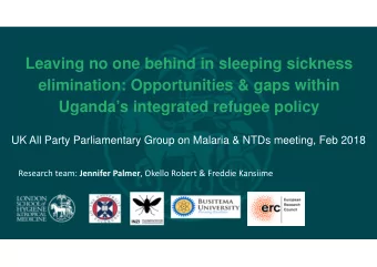 Leaving no one behind in sleeping sickness  elimination: Opportunities &amp; gaps within