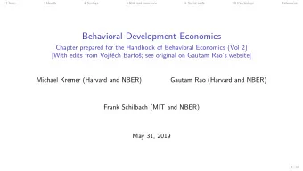 Behavioral Development Economics  Chapter prepared for the Handbook of Behavioral Economics (Vol 2)