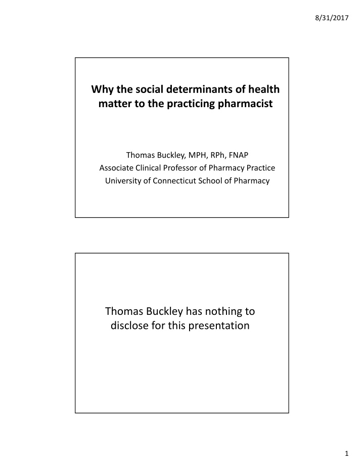 why the social determinants of health matter to the