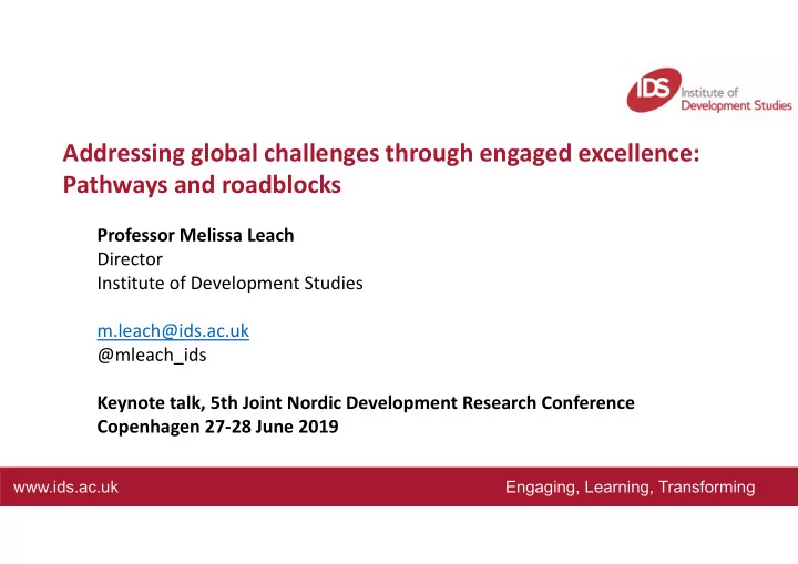 addressing global challenges through engaged excellence